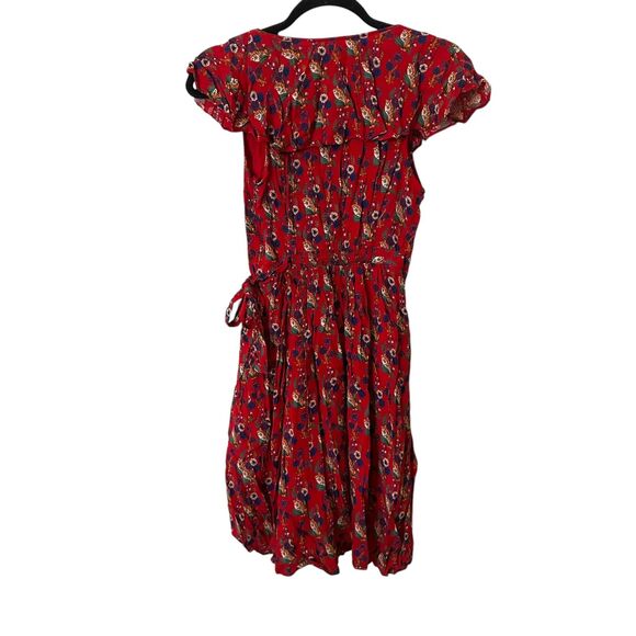 ANTHROPOLOGIE Maeve Rosalia Ruffled Mini Dress Red Sz 2 - Picture 4 of 6